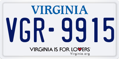 VA license plate VGR9915
