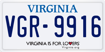 VA license plate VGR9916