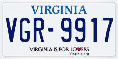 VA license plate VGR9917