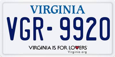 VA license plate VGR9920