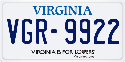VA license plate VGR9922