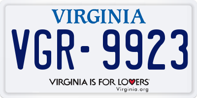 VA license plate VGR9923