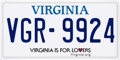 VA license plate VGR9924
