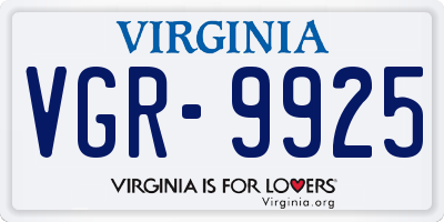 VA license plate VGR9925