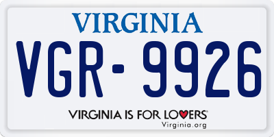 VA license plate VGR9926