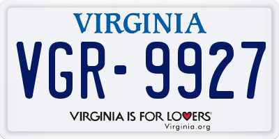 VA license plate VGR9927