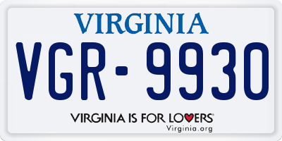 VA license plate VGR9930
