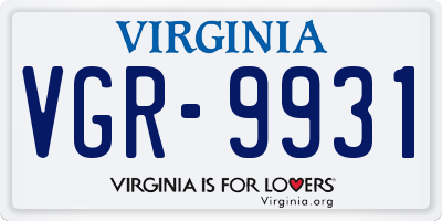 VA license plate VGR9931