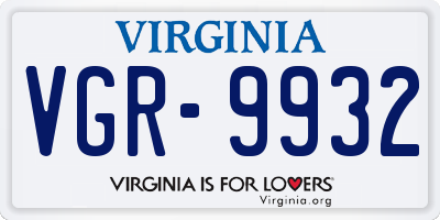 VA license plate VGR9932