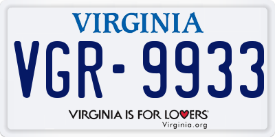 VA license plate VGR9933