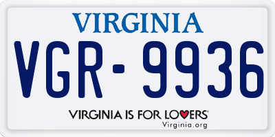 VA license plate VGR9936
