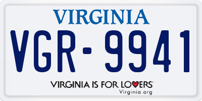 VA license plate VGR9941