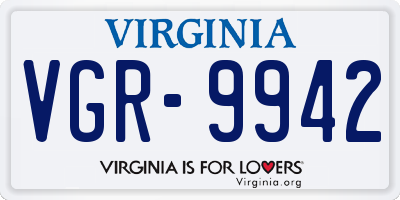 VA license plate VGR9942