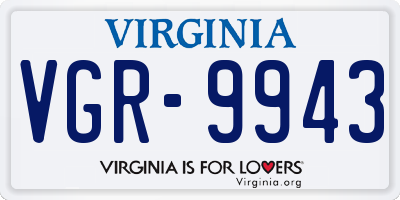 VA license plate VGR9943