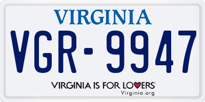 VA license plate VGR9947