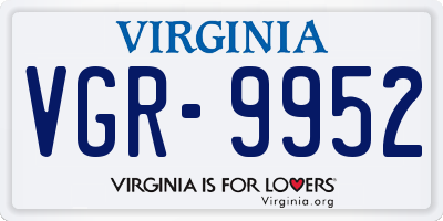 VA license plate VGR9952
