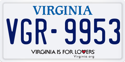 VA license plate VGR9953