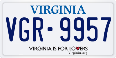 VA license plate VGR9957
