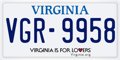 VA license plate VGR9958