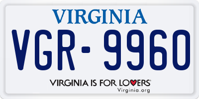 VA license plate VGR9960