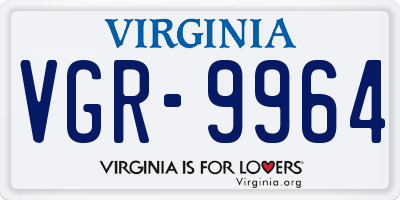 VA license plate VGR9964