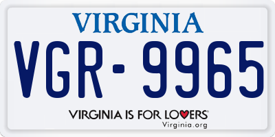 VA license plate VGR9965