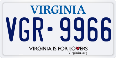 VA license plate VGR9966