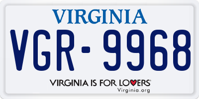 VA license plate VGR9968