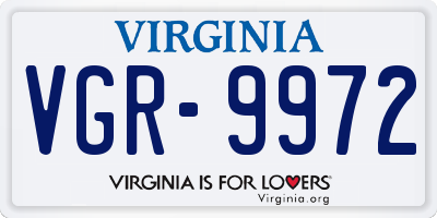 VA license plate VGR9972