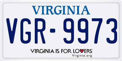 VA license plate VGR9973
