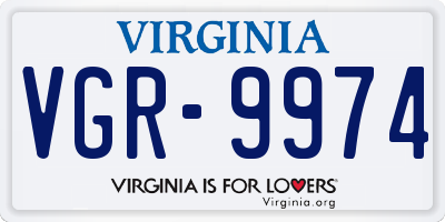 VA license plate VGR9974