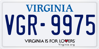 VA license plate VGR9975