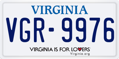 VA license plate VGR9976