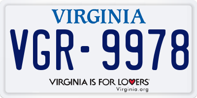 VA license plate VGR9978