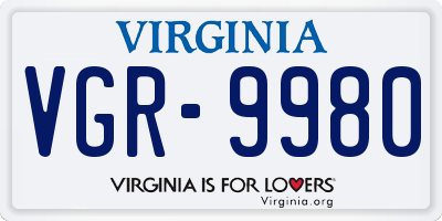 VA license plate VGR9980