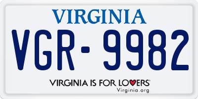 VA license plate VGR9982