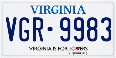 VA license plate VGR9983