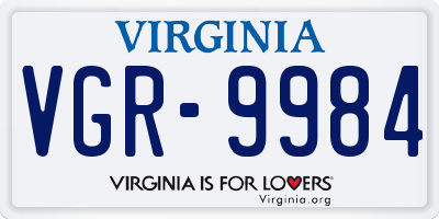 VA license plate VGR9984