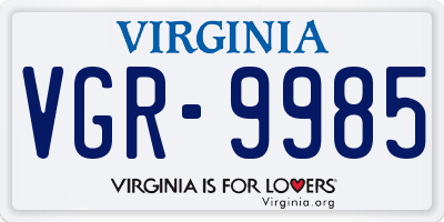 VA license plate VGR9985