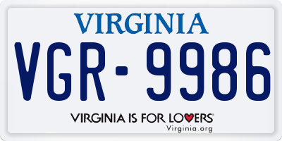 VA license plate VGR9986