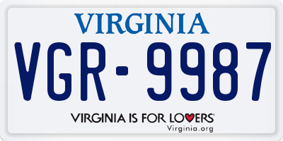 VA license plate VGR9987