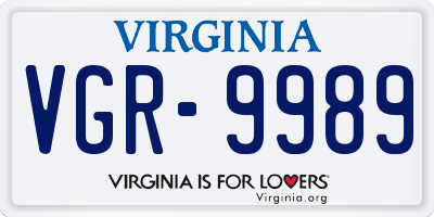 VA license plate VGR9989