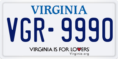 VA license plate VGR9990