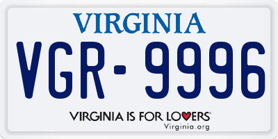 VA license plate VGR9996