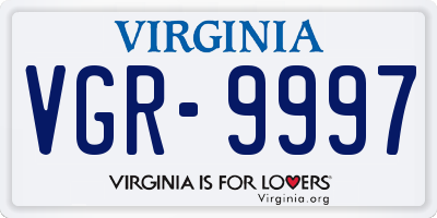 VA license plate VGR9997