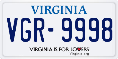 VA license plate VGR9998