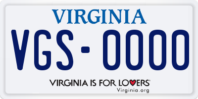 VA license plate VGS0000
