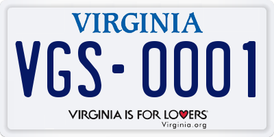 VA license plate VGS0001