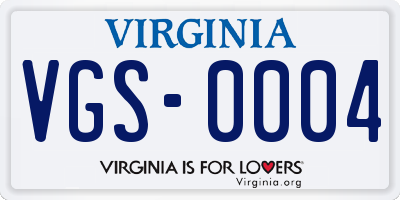 VA license plate VGS0004