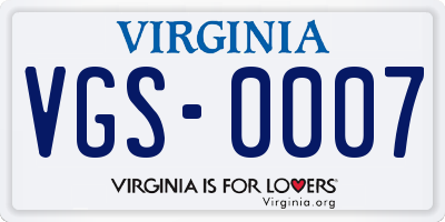 VA license plate VGS0007